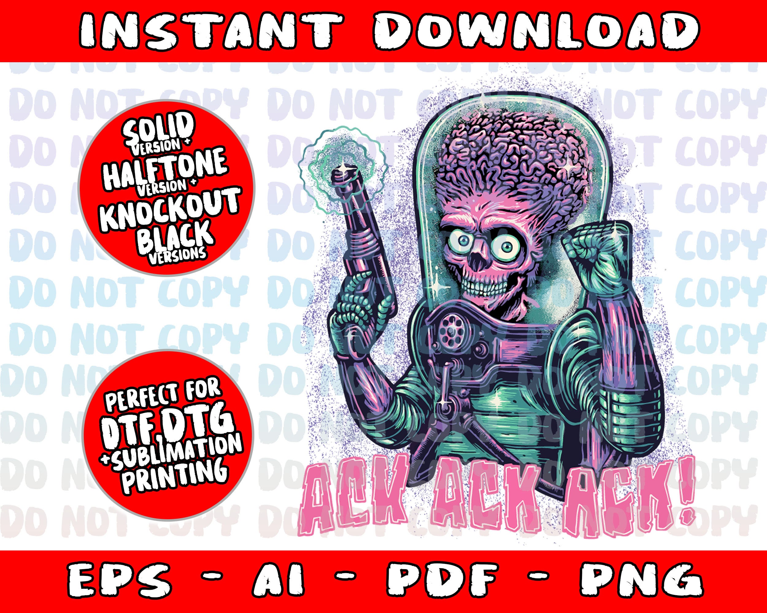 Ack Ack Ack Png Mars Attacks Png Alien Png Space Png Etsy Canada
