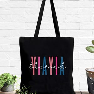 Blessed Yiayia 12oz Canvas Tote/Gift, Yiayia aesthetic grocery bag, Mothers Day Yiayia gift, New Yiayia, Pregnancy reveal, 1st Mothers Day