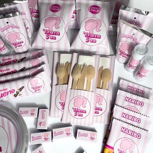Papeterie et gourmandises personnalisées thème Barbie