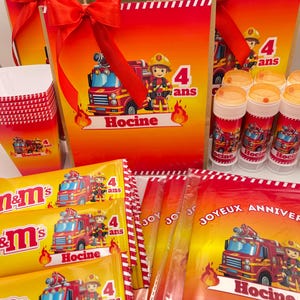 Papeterie et gourmandises personnalisées thème Pompier