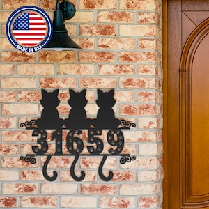 Personalized Cat Address Sign: Paw Print House Number Plaque