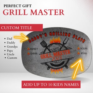BBQ Gifts, Personalized Grilling Plate, Grill Master, Dad Gift from Kids, Custom Platter, Gift for Grandpa, Gifts For Grillers, Papa Gift