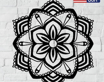 Flower Mandala Metal Wall Art: Boho Indoor Outdoor Decor