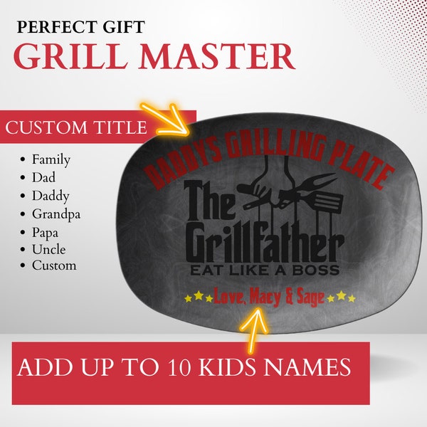 Personalized Name Grilling Plate - BBQ Gifts - Custom Platter - Grill Master - Grill Gifts - Gifts For Griller - Gifts For Dad, Uncle, Papa