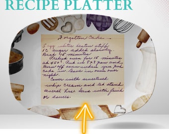 Custom Handwriting Recipe Platter, Family Recipe Keepsake, Personalized Platter, Handwritten Recipe On Platter, Vintage Recipe Serving Tray