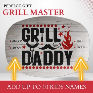 Dads Grilling Plate, BBQ Gifts, Dads Gift, Custom Platter For Grill Master, Personalized Grill Gifts, BBQ Serving Tray, Barbeque Dad