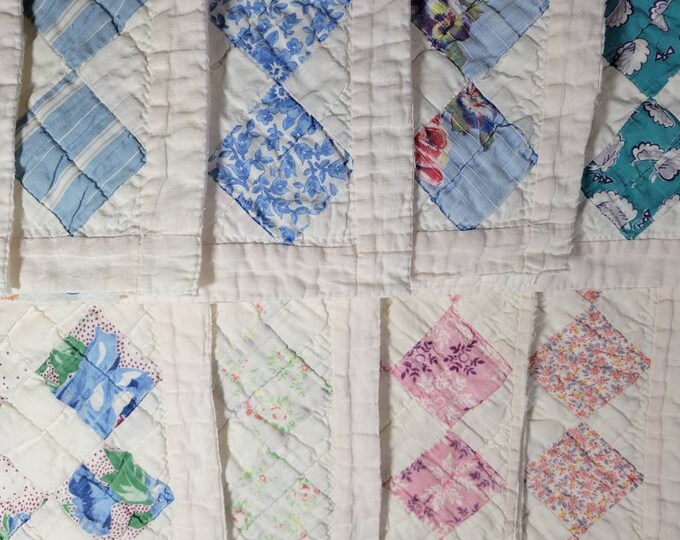 Cutter Quilt Pieces, Tattered Vintage Quilt Blocks, Slow Stitching, Slow Stitch, Quilt Scraps