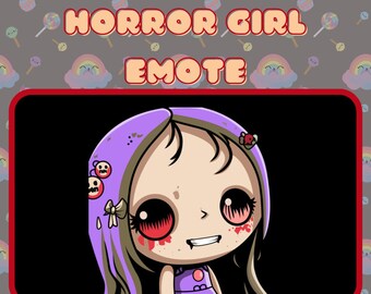 Animatie Horror Meisje-emote / Sub-emote / Twitch / Griezelig / Onenigheid / Bit-emote / Emotes / Spookachtig / Streamer / Gamer / Emote-commissie /