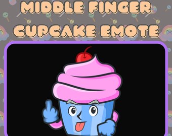 Middelvinger Cupcake Emote / Sub Emote / Twitch / Flipping The Bird / Discord / Bit Emote / Emotes / Streamer / Gamer / Emote Commissie /