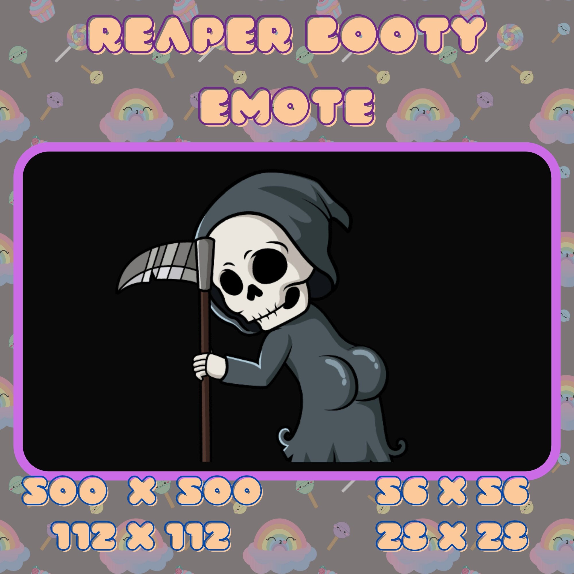Dancing Reaper Booty Emote / Sub Emote / Twitch / Halloween / Etsy