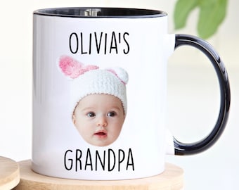 Personalized Baby Face Photo Mug For Grandpa Birthday, Grandpa Mug Gift, Baby Face Coffee Mug, Grandpa Gift, Custom Face Mug For Fathers Day
