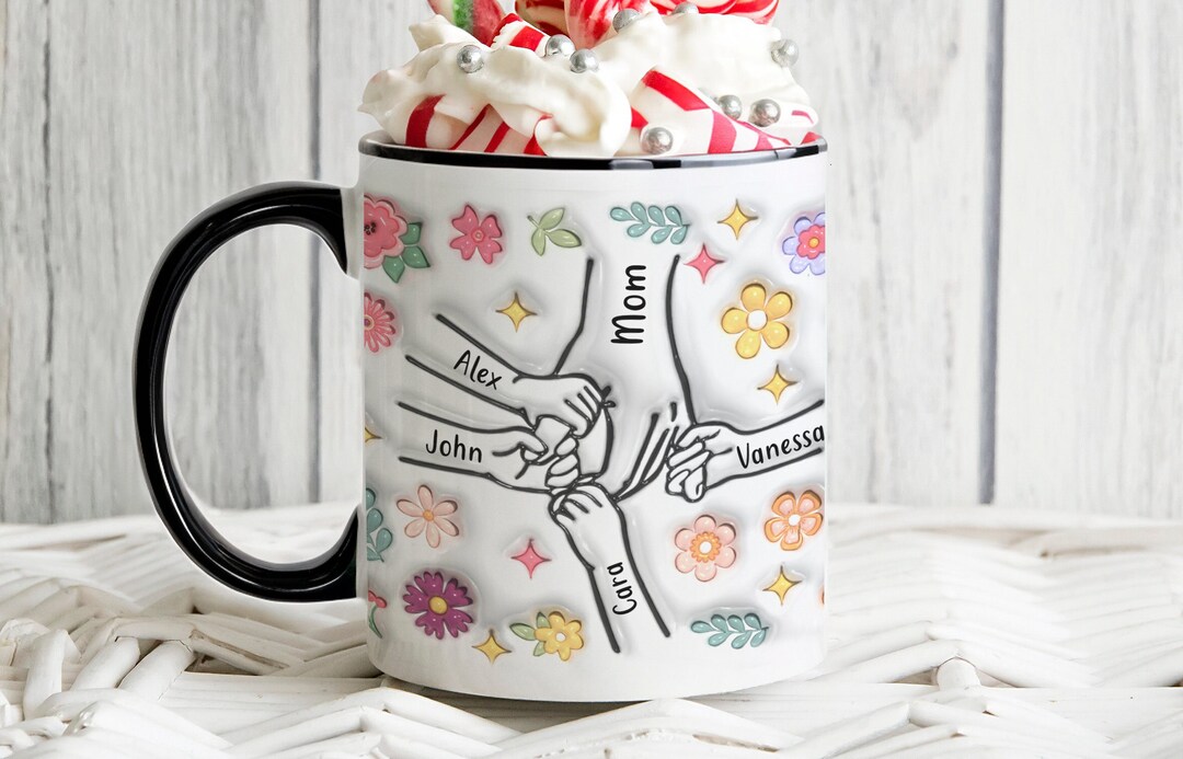 Personalized Holding Mom Hands Effect Mug, Hold My Hand, Hold My Heart ...