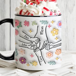 Personalized Holding Mom Hands Effect Mug, Hold My Hand, Hold My Heart, Mothers Day Gift Mug 2024, Gift For Mom Grandma, Mom mug