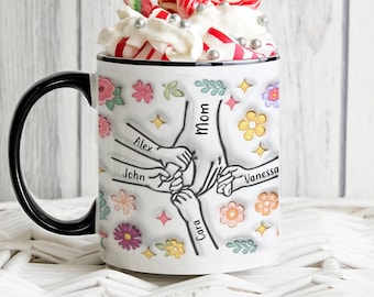 Personalized Holding Mom Hands Effect Mug, Hold My Hand, Hold My Heart, Mothers Day Gift Mug 2024, Gift For Mom Grandma, Mom mug