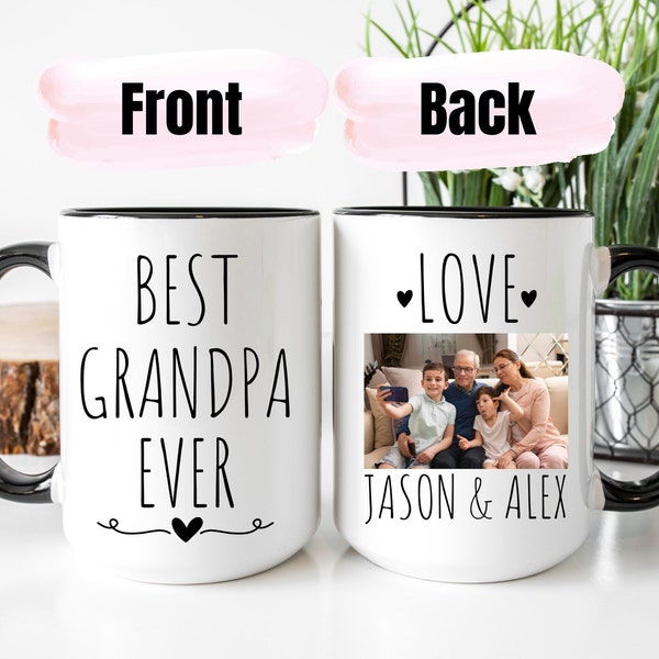 Best Grandpa Ever Mug, Personalized Photo Mug For Grandpa, Personalized with photo of Kids, Grandfather Mug With Picture, Kids Photo Cup