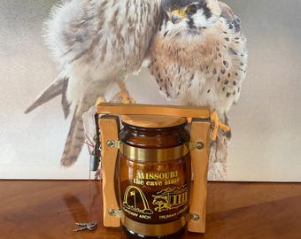 Vintage Missouri Souvenir Brown Beer Barrel Bank with Lock & 2 Keys  S-3073