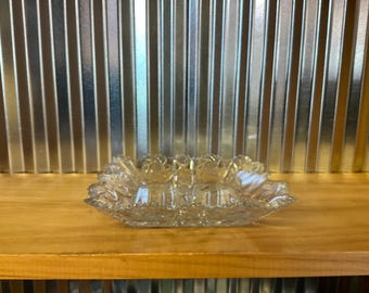 Hand Cut Star of David/Pinwheel Lead Crystal Slanted Side Square Dish  S-1772