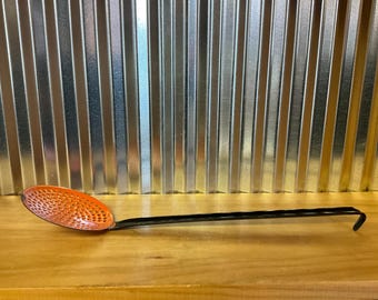 Vintage Polish Enamelware Black & Orange Skimmer  S-1480