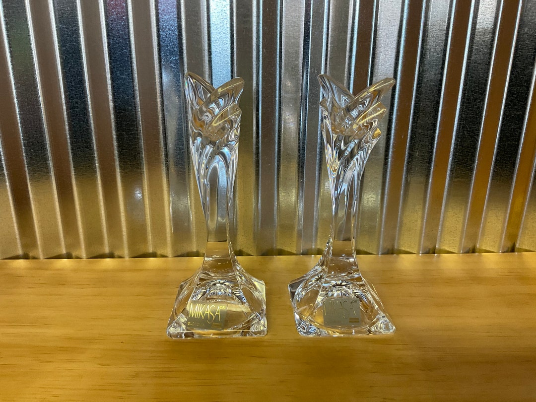 Slovenian MIKASA “rose Petal” Lead Crystal Candlesticks #S-2104 - Etsy