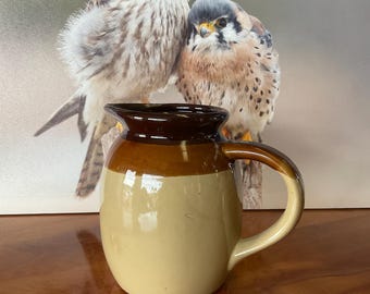 Unusual Three Shade Brown & Tan 32 ounce Stoneware Pitcher  S-3083