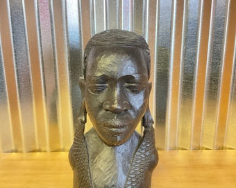 Hand Carved Tribesman Bust