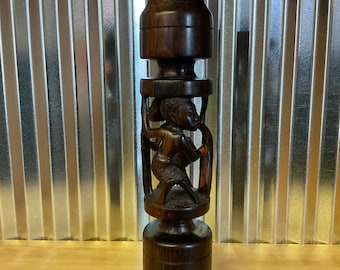 Ebony Dancing Men Candlestick S-2741