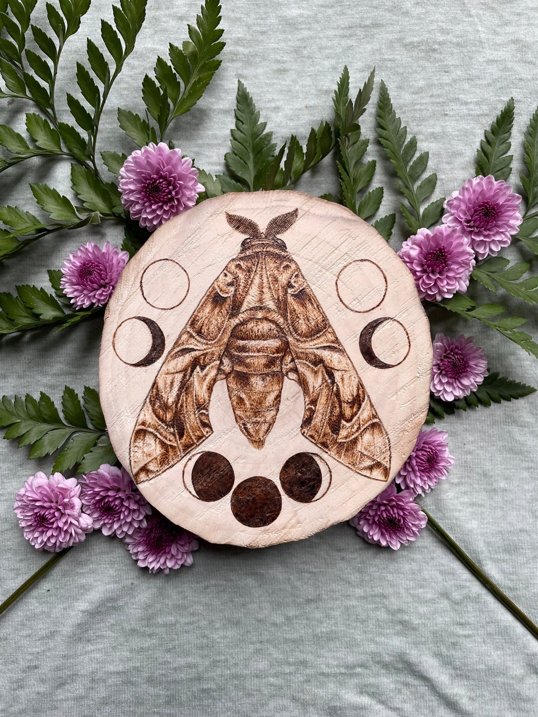 Moth and Moon Pyrography Art, "lunar" - Etsy