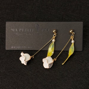 Lily of the Valley Earrings  Floral Resin Jewelry for Her Birth Month Flower Gift  Mother's Day & Grandma's Gift Bridal Gift for Wedding
