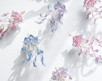 クラゲのイヤリング ハンドメイド 樹脂 フェアリーコア パール オーシャン マーメイド ダングル 海の生き物 ビーチコア ジュエリー ギフト 母の日