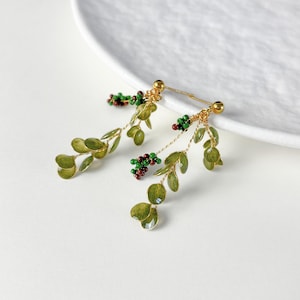 Thymian Ohrringe mit Beeren Kräuter Botanischer Kern Schmuck Harz Schmuck Naturwald Hochzeit Olivenblätter Ohrringe Kochen Kräutergarten Mom