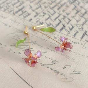 Iris Blumen Ohrringe Harz Lange Tropfen Blumenschmuck Brautjungfer Schmuck Brautparty Garten Core Chic Fairycore Muttertag Accessoire Geschenk