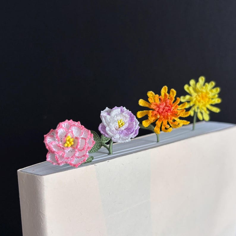 Peony Chrysanthemum Flower for Mom Micro Crochet Mothers Day Book Club Gifts Bookworms Birthday Present It’s the perfect gift for moms, students, or anyone born in these months, combining beauty and thoughtfulness.