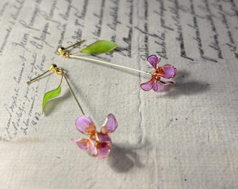 Iris Flower Earrings: Floral Drop Wedding Bridesmaids Floral Bridal Shower Jewelry Gift S925 Posts