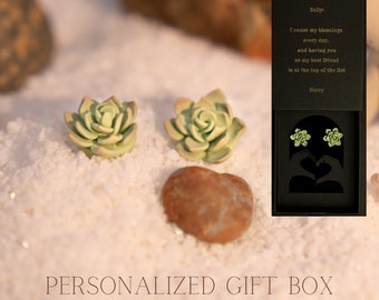 Succulent Earrings Succulent Studs Handmade Polymer Clay Earrings Cottage core Earrings Lightweight, Nickel-Free Earrings Gift for her