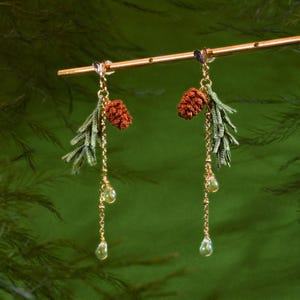 Pendientes colgantes de piña, microcrochet, joyería de pino, hechos a mano, para el Día de la Madre, regalos de Navidad, Navidad, Año Nuevo, Navidad, Año Nuevo.