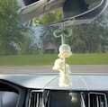 Lily of the Valley Hanger Rearview Mirror Accessory Gift Crochet Mirror Hanger Floral Decor Boho Car Charm Unique Decoration Cute Yarn Gifts