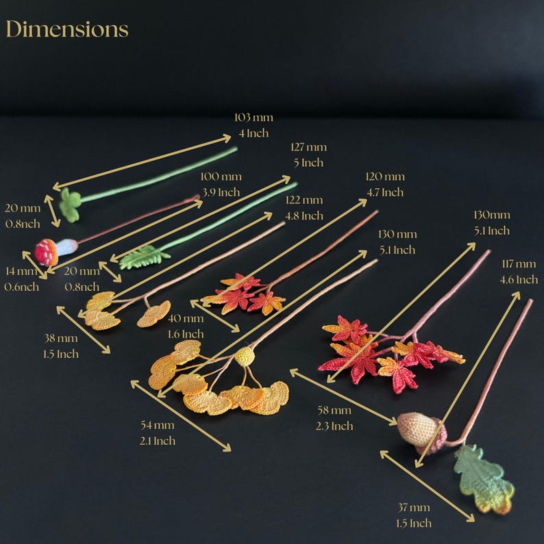 Crochet Autumn Leaf Bookmarks Maple Leaves, Golden Ginkgo, & Acorn Gift