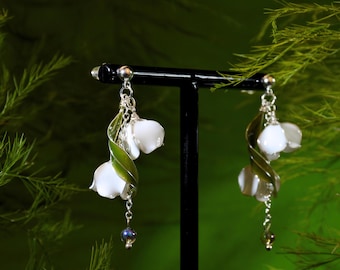Lily of the Valley Earrings Classic Traditional Floral Jewelry Sacred Resin Flower Dangle Bridal Bridesmaid Gift May Birthflower Wedding