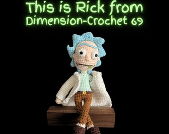 Rick Sanchez gehaakte pop geek kamer decor pluche handgemaakte figuur Rick and Morty fan cadeau decor collectible voor hem grappige nerd bureaubuddy