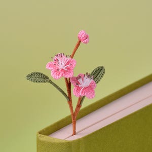 Sakura Flower Bookmark Micro Crochet Spring Gift For Mom Daughter Birthday Floral Handmade Garden Reading Avid Reader Accessory Mother's Day