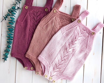 5 SIZE, PDF Knitted Pattern, Knitted romper, newborn, 3-months, 6-months, 9-months, 12-months