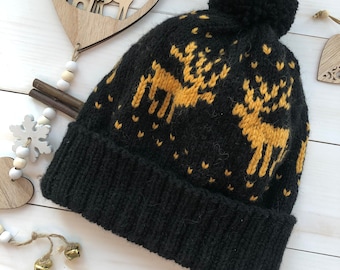 Deer hat knitted pattern, guardian elk hat KNITTING PATTERN