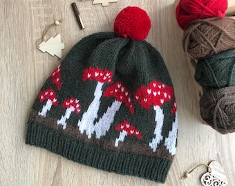 Patrón de punto gorro seta, PDF, patrón gorro amanita