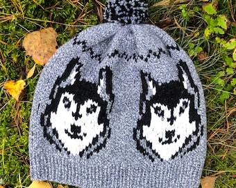 Wolf / husky dog hat knitted pattern