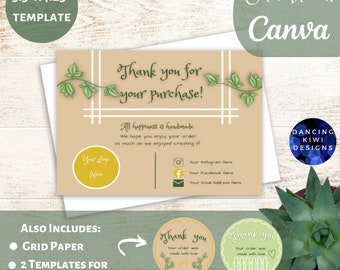 Editable Business Thank You Card, Canva Card Template, Small Business Insert Card Template, Packaging Thank You Note