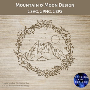 Bundle montagne lune SVG, fichiers coupés Nature aventure, Boho Cricut Design