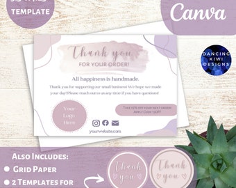 Bearbeitbare Geschäft Dankeskarte, Canva Kartenvorlage, Modernes Geschäft Dankeschön Einsatz, Verpackungseinsatz, bearbeitbare Brandingkarte