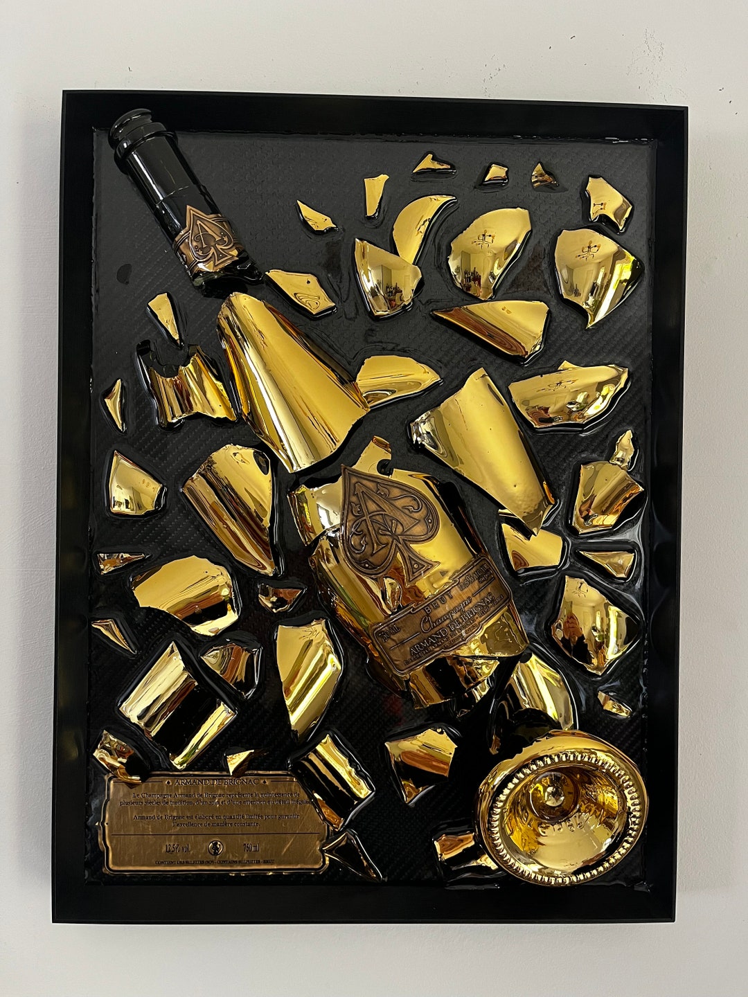 Tableau Epoxy Bouteille brisée Champagne Armand de Brignac Etsy France