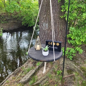 Hanging Nightstand, Large Round Hanging Shelf, Hanging End Table, Macrame Rope Shelves, Boho Home Decor, Farmhouse Decor