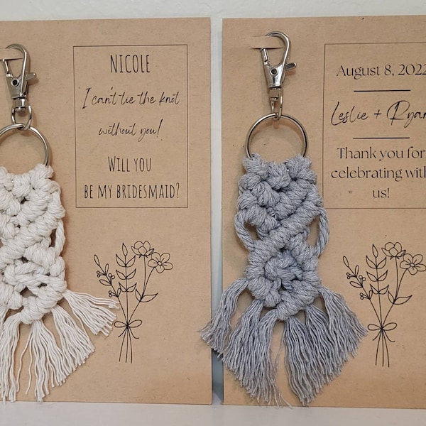 Bridal Shower Favors, Macrame Baby Shower Party Favor, Boho Rustic Wedding Favors, Will You Be My Bridesmaid, I Can't Wait To Tie The Knot